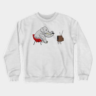 Elephant watching television Crewneck Sweatshirt